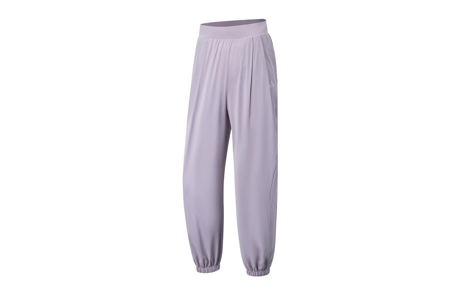 Li Ning Fitness Series Knitted Sweatpants Women s Smoky Gray Mauve Moderate Cuffed Pants AKLT542-7 M