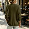 Women's Casual Knit Pullover Top with Half Zip Stand Collar, Loose Fit Drop Shoulder Long Sleeve