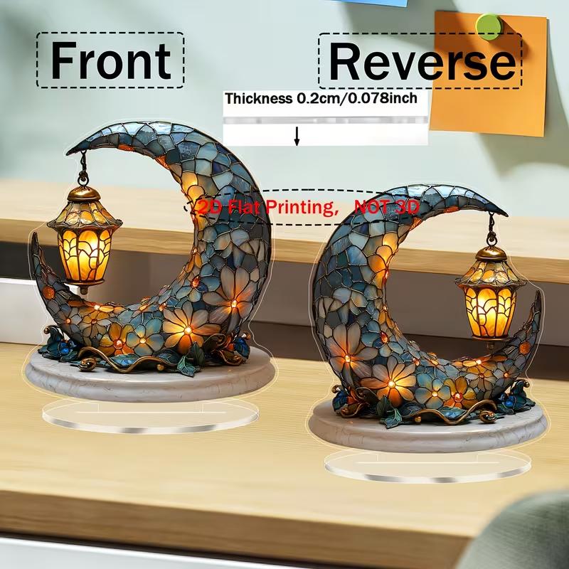 Eid Al Fitr Crescent Lantern Desktop Decoration Multi-Purpose Holiday Gift for Home Office Bedroom