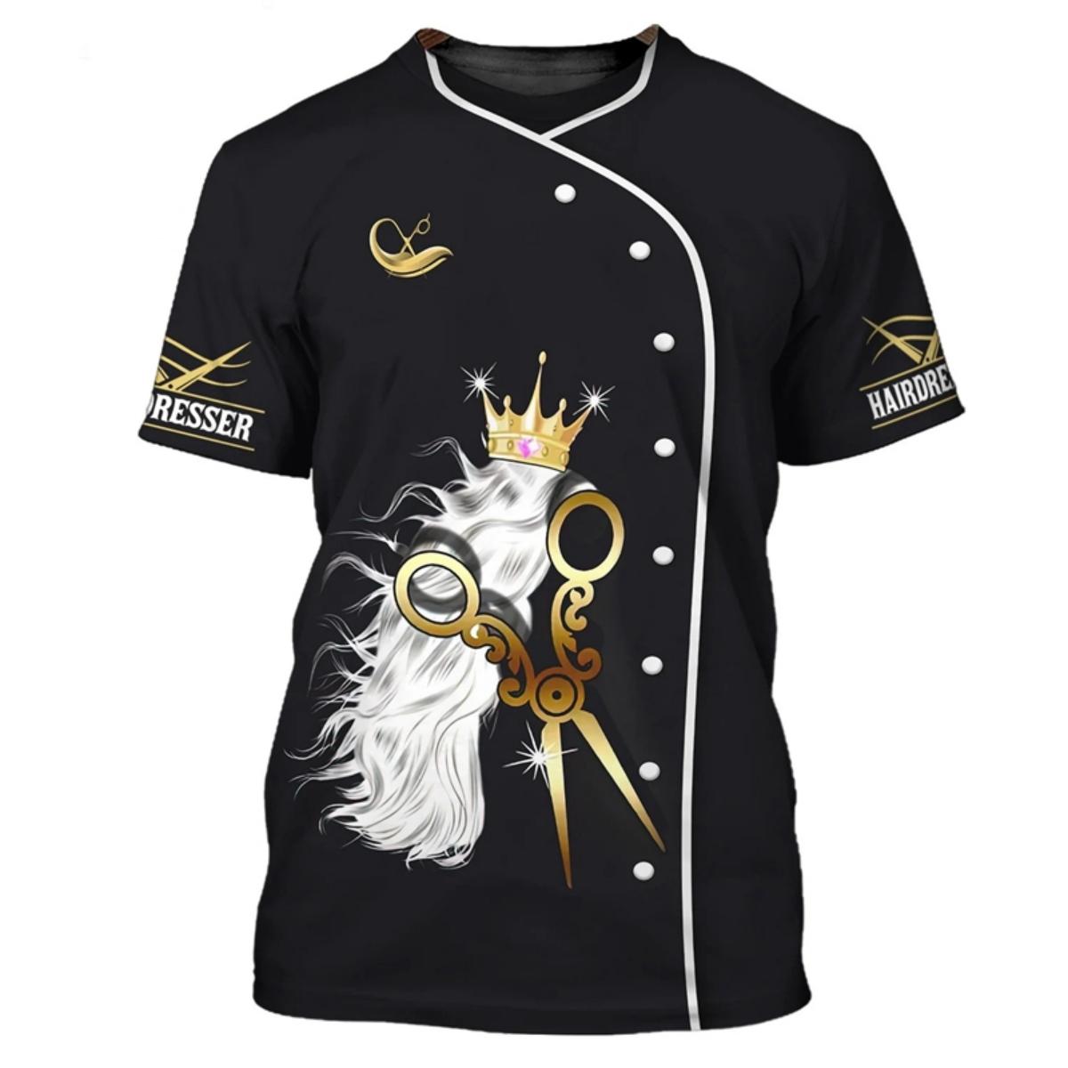 

Женская футболка, модная парикмахерская рубашка, женские забавные футболки с короткими рукавами, топ, халат, винтажная повседневная женская одежда большого размера XL