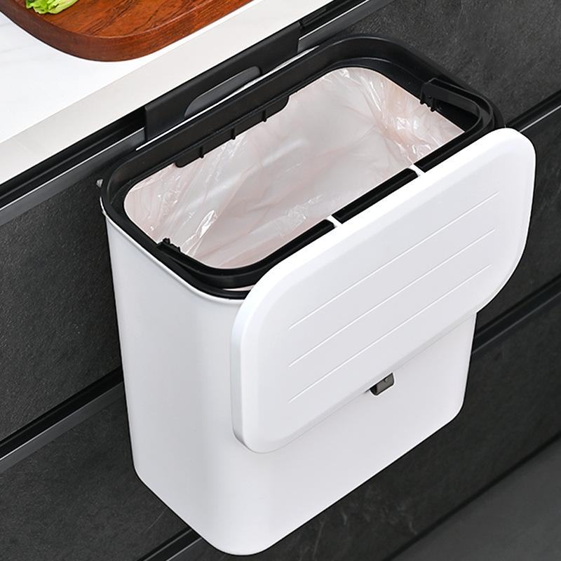 1/2Pcs Effortless Cleanup Space-Saving White Wall-Mounted Trash Bin For Kitchen - Durable Plastic Multi-Functional Garbage