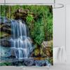 Modern 3D Printing Forest Refreshing Scenery Shower Curtain Waterproof Landscape Green Plant Mountain With Hooks Bathroom Decor