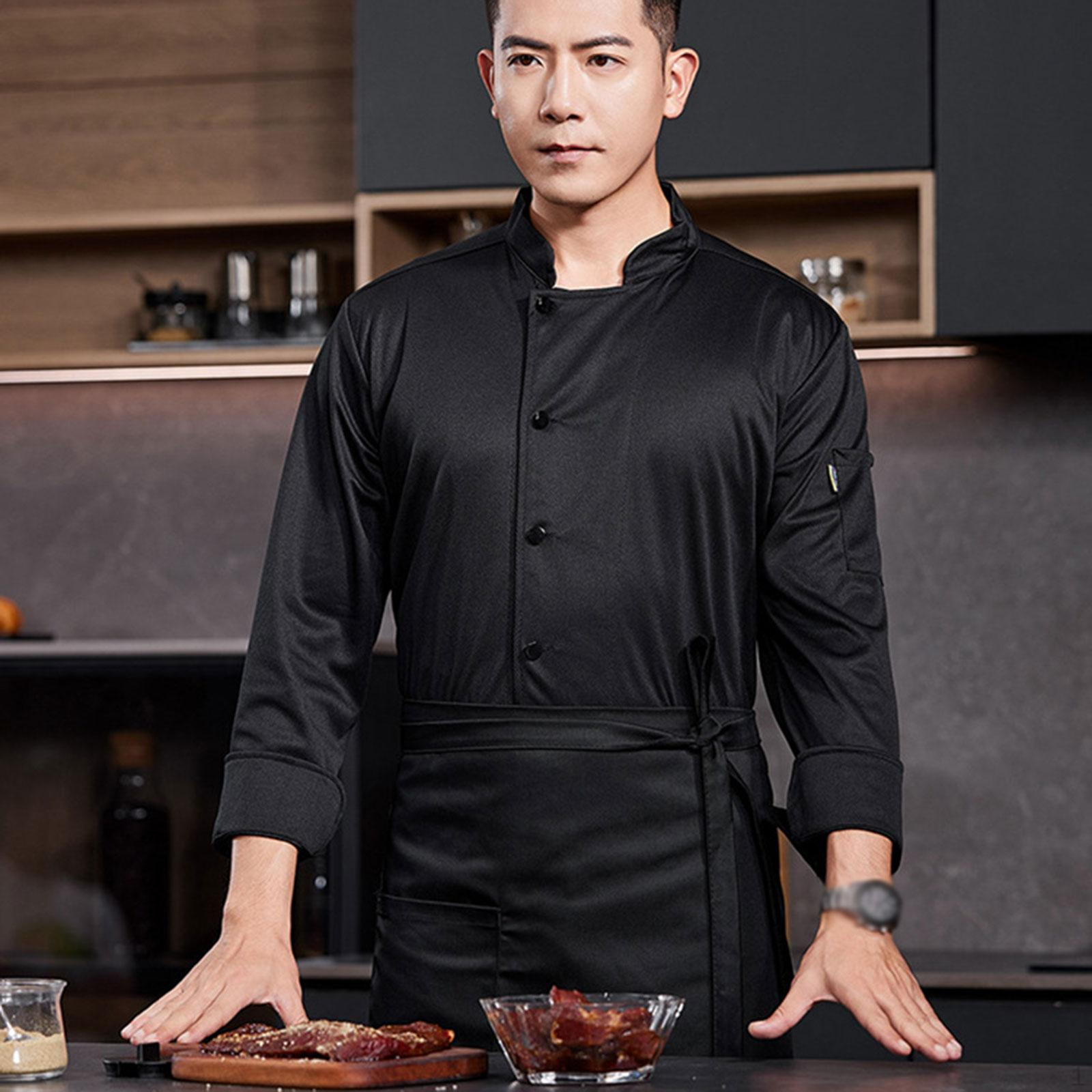 

Поварская куртка Одежда Куртка для пекарни Кухня Рабочая униформа Кафе Кейтеринг чёрный