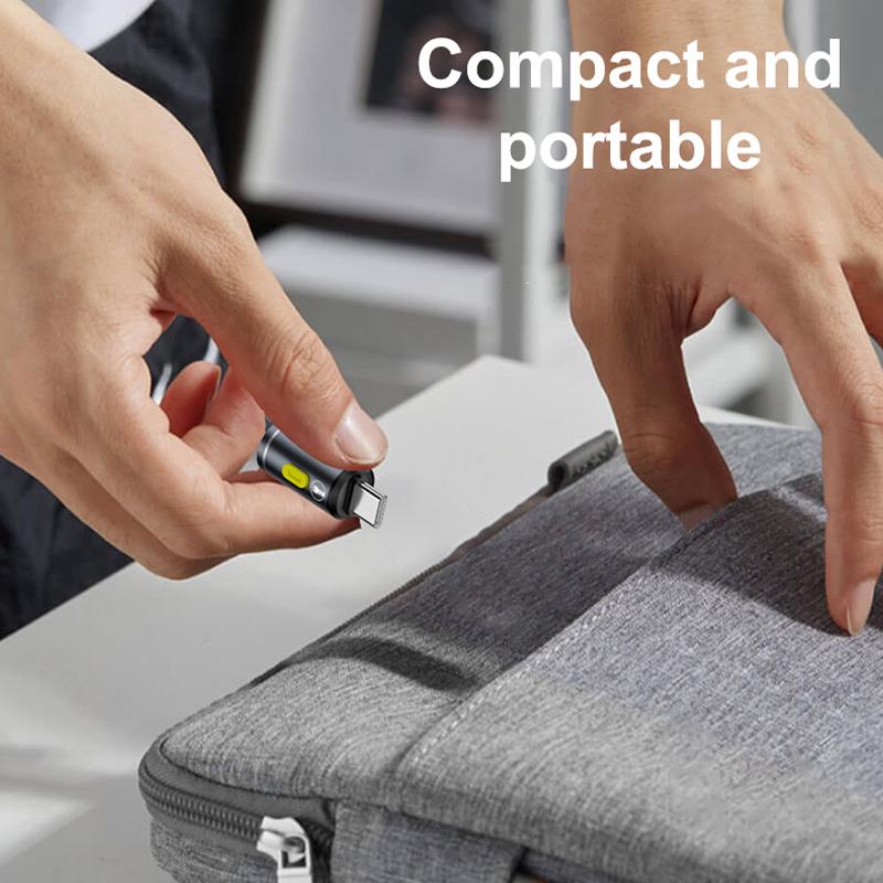 Portable Type-C Mini Flashlight Phone Keychain Usb-C Electric Torch Nightlight Table Lamp For Riding Sports Outdoor Camping