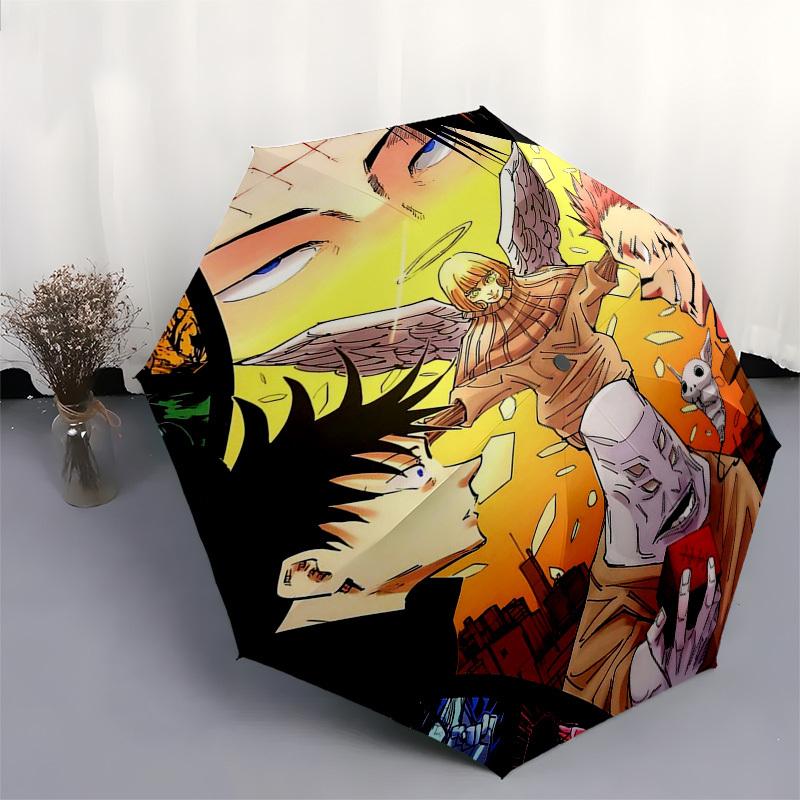 1 Stück Jujutsu Kaisen Outdoor-Regenschirm - Automatisches Öffnen/Schließen, Tragbares 3-fach faltbares Design mit 8-Speichen-Eisenrahmen - Perfektes Geschenk für Fans, Reisende, den täglichen Gebrauch