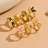 7Pcs/Set Camellia Flower Enamel Finger Rings Butterfly Irregular Rings Flower Ring Set  Jewelry