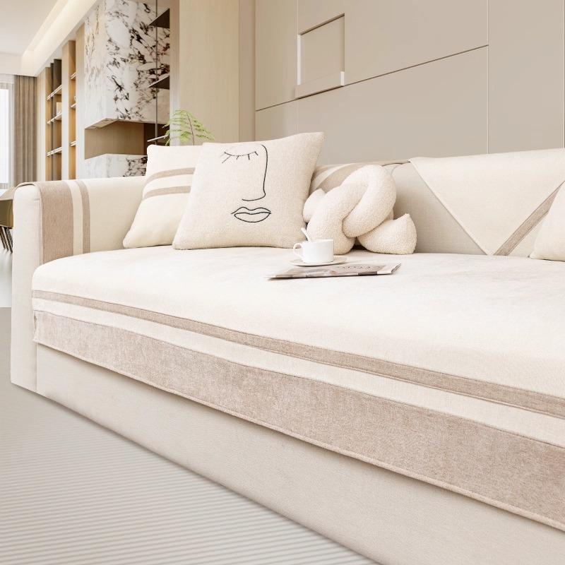 

2025 new chenille color matching light luxury high-end sofa cushion universal in all seasons thickened fixed non-slip seat cushion 45 * 45cm Pillow Cover