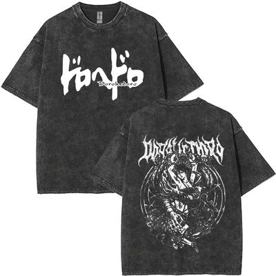 Washed Vintage Anime Dorohedoro Haru Graphic T Shirt Men Women Gothic Metal Manga Rock Tshirt Mens Casual Oversized Tshirts