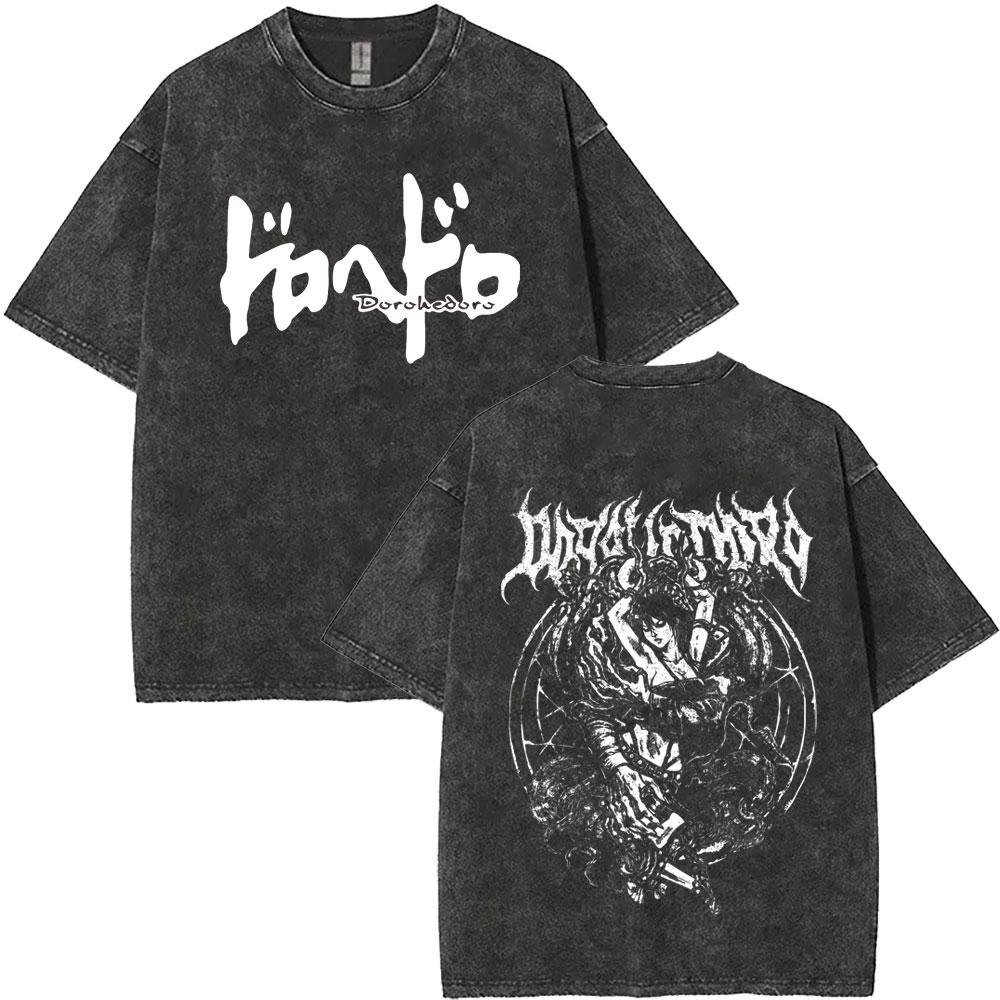 

Washed Vintage Anime Dorohedoro Kaiman Graphic T Shirts Men Women Gothic Manga Rock Tshirt Male Oversized Tshirts Streetwear S