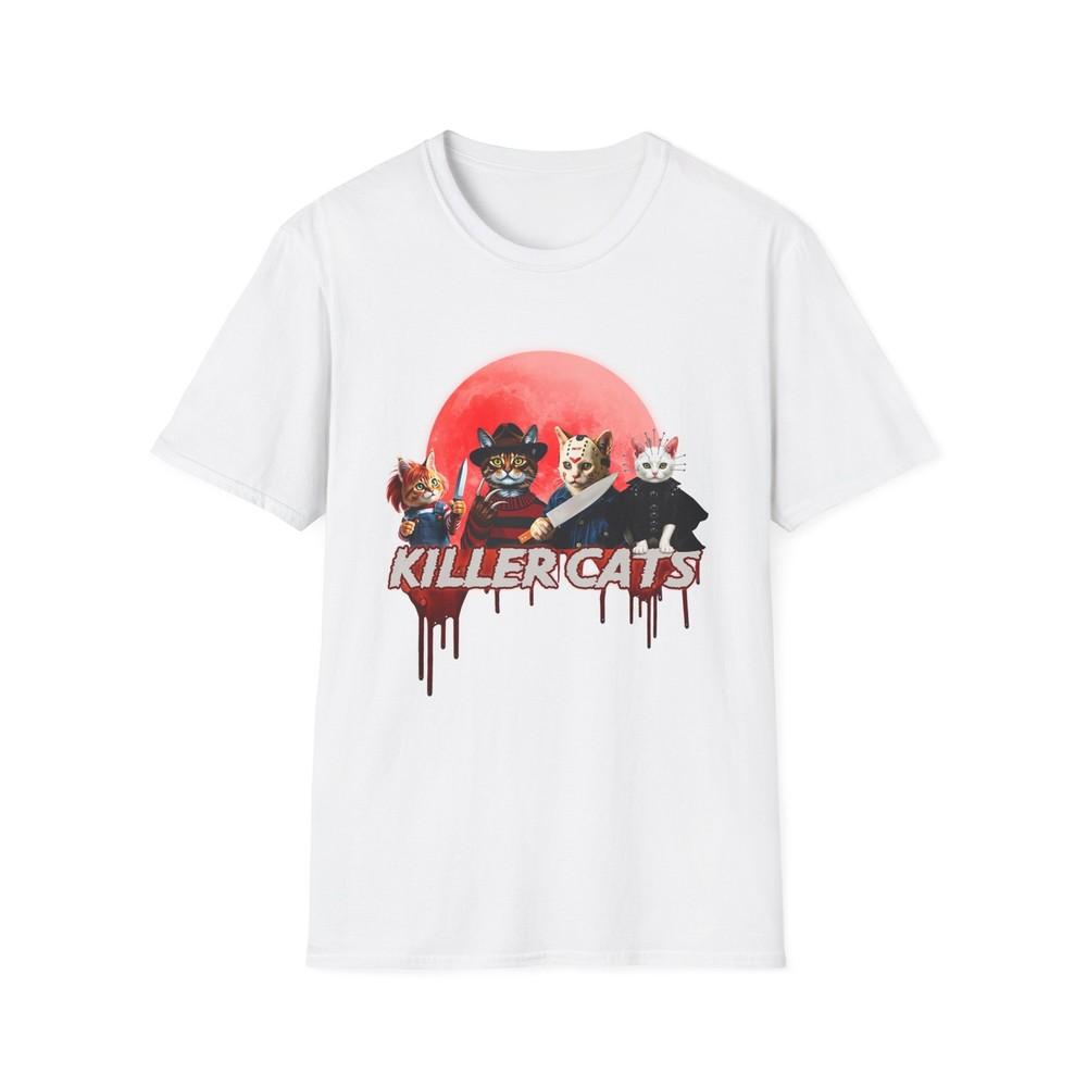 

Killer Cats Red Moon T-Shirt Funny Cat Shirt Vintage Horror Film Retro Fan Tee Unisex T-Shirt XXL