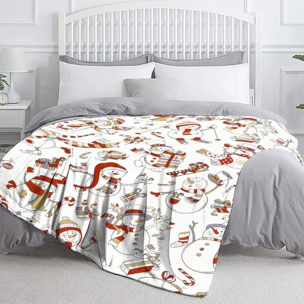 Festive Christmas  Flannel Thin Blankets Cozy Patterns for A Merry Holiday Flannel Blanket New Year Home Decoration Gift