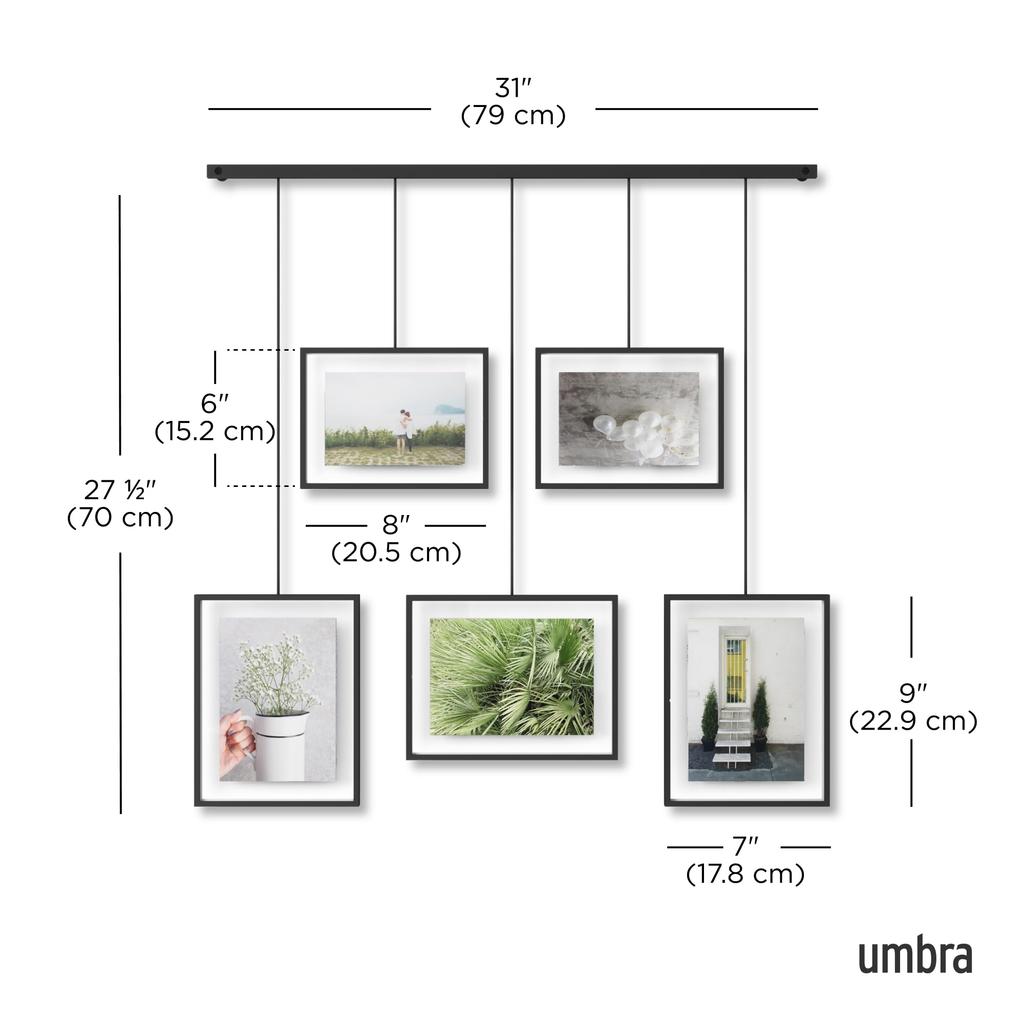Umbra Photo Photo Holds Photos and Interior W66 x D1 x Umbra Black Frame, Display, Postcards, 2L, Wall-Mounted, Hanging, Decor, H64.5cm, Exzibit,