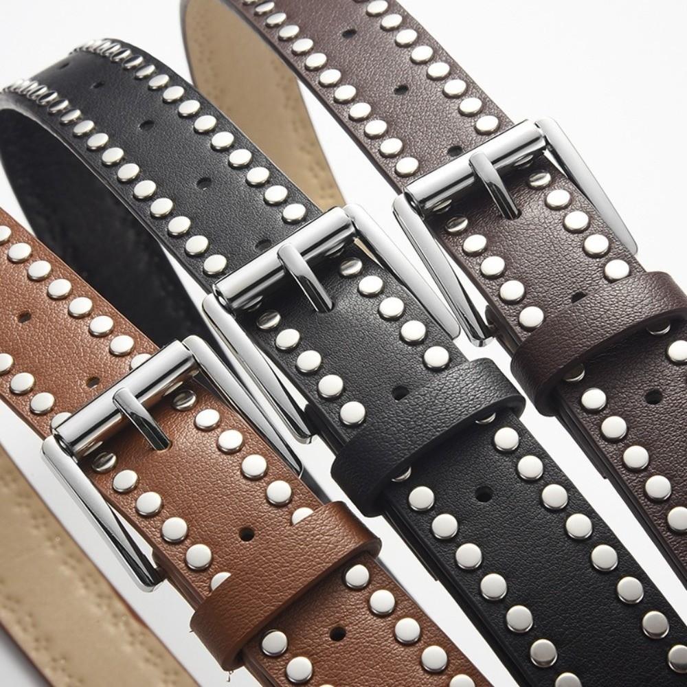 Versatile Jeans Belt Retro Rivet Decorative Belt Casual PU Leather Belt  for Women and Men