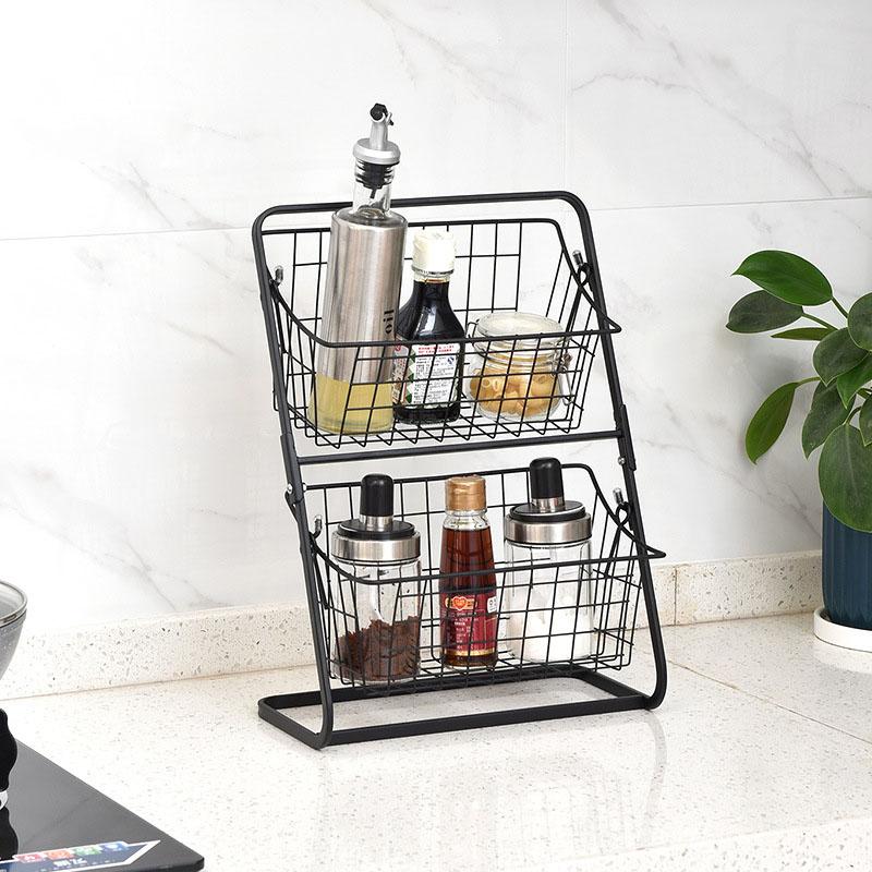 Kitchen storage rack, iron detachable countertop multi-layer seasoning rack, fruit kitchenware storage rack kitchen storage rack