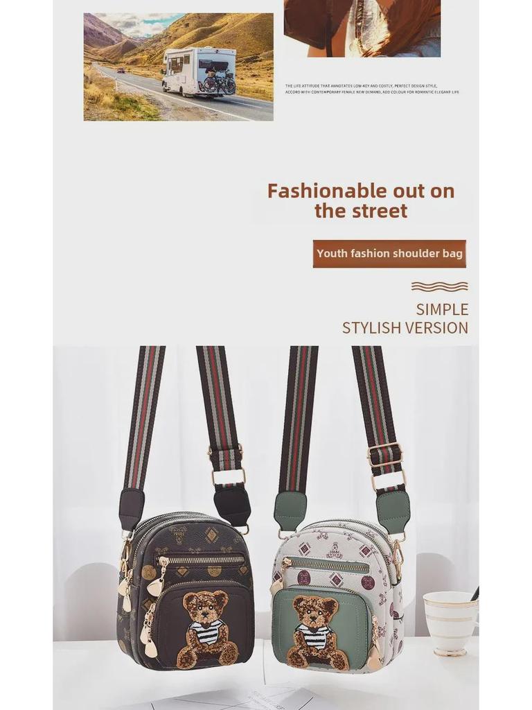 Sac à bandoulière mini mode femme 2022 en cuir souple multicouche - Petit porte-monnaie rond pour téléphone