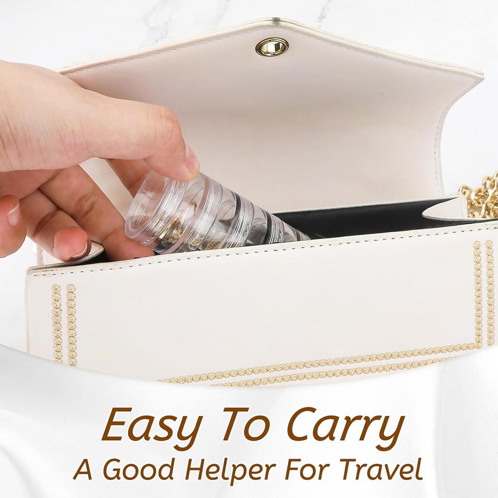 5 Sets Stackable Round Plastic Containers Clear Bead Storage Containers Box with 5 Compartment Mini Travel Jewelry Organizer Box