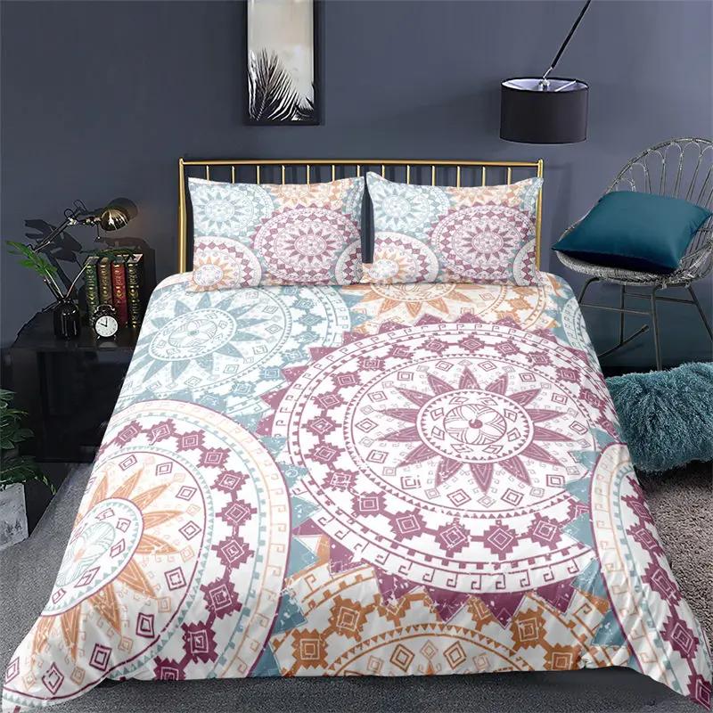 Soft Mandala Duvet Cover Set Bohemian Geometric Floral Bedding Set Microfiber Twin Full Queen King Quilt Cover For Bedroom Decor