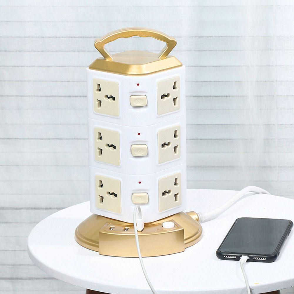 

Rotating Plug Outlet Power Strip 2m Extension Cord Extended Usb Socket Smart Home US-Two Layers