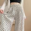 Polka Dot Pleated Wide Leg Pants for Women Summer Thin High Waist Drape Straight Loose Ice Silk Feel Floor Long Pants