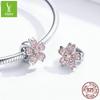 Yinziyun Cherry Blossom Silicone S925 Silver Beads for DIY Fashion Bracelets (SCC1291)