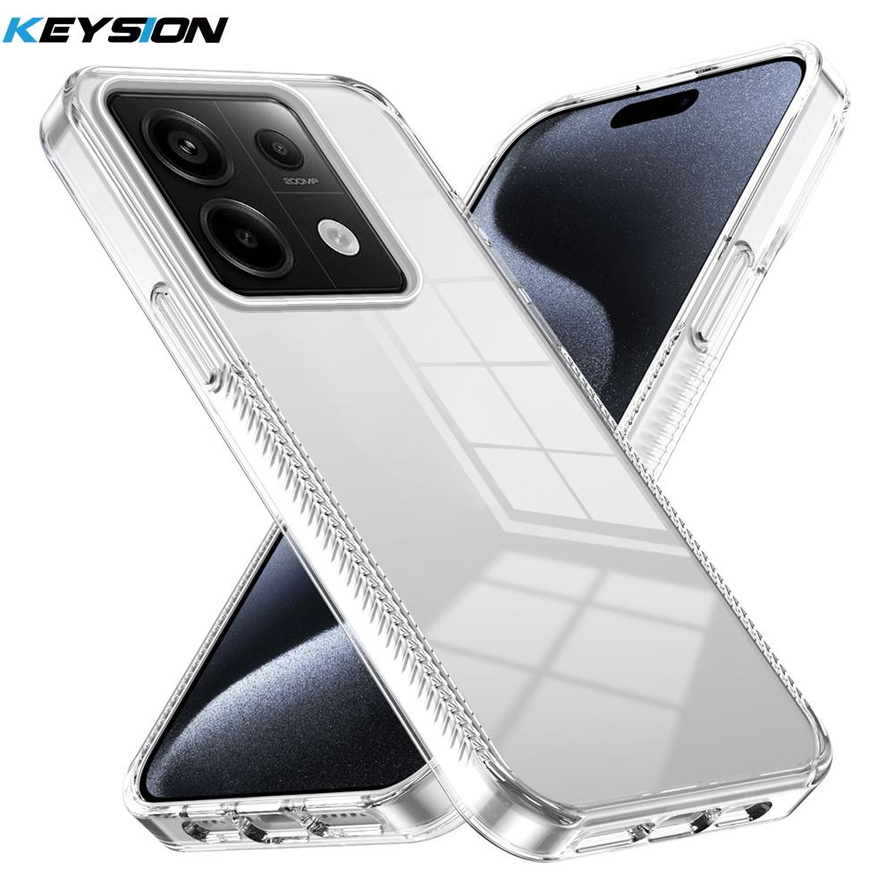 

KEYSION Прозрачный чехол для POCO M6 Pro 4G Мягкий ТПУ+ПК Противоскользящий HD Прозрачный Ударопрочный Задняя крышка для телефона для Xiaoami POCO X6 5G for POCO X6 чистый
