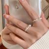 Elegant Shattered Pearl Silver Ring For Women Trendy Fashionable Adjustable Design