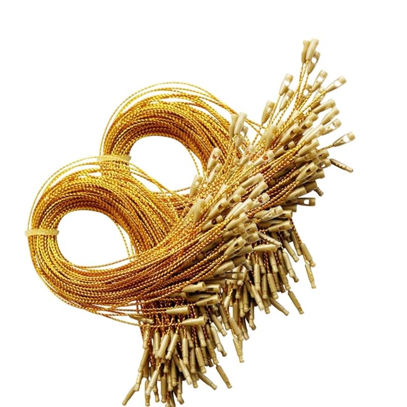 Pack of 200 Ornament Hook with Clip Locking Christmaas Pendants Hangers Fasteners for Holiday Decorations Pre Cut String