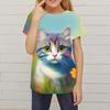 Children's Cartoon Animal Cat Dog Print Colorful Cute T-shirts Boys Long Sleeved Fashionable Soft Comfortable Top