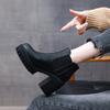Women Boots High Quality Casual Leather Boots Thick Sole High Heels Boot Black Work Ankle Boots Platform Casual Boot Botas Mujer