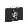 Kenzo Varsity Zipper Closure Polyester Wristlet Clutch Large Men Clutch Black FE55PM612F2199