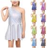 Kids Girl A,line Dress Sleeveless Sequin Princess Dress One,Shoulder Straps  Party Dresses