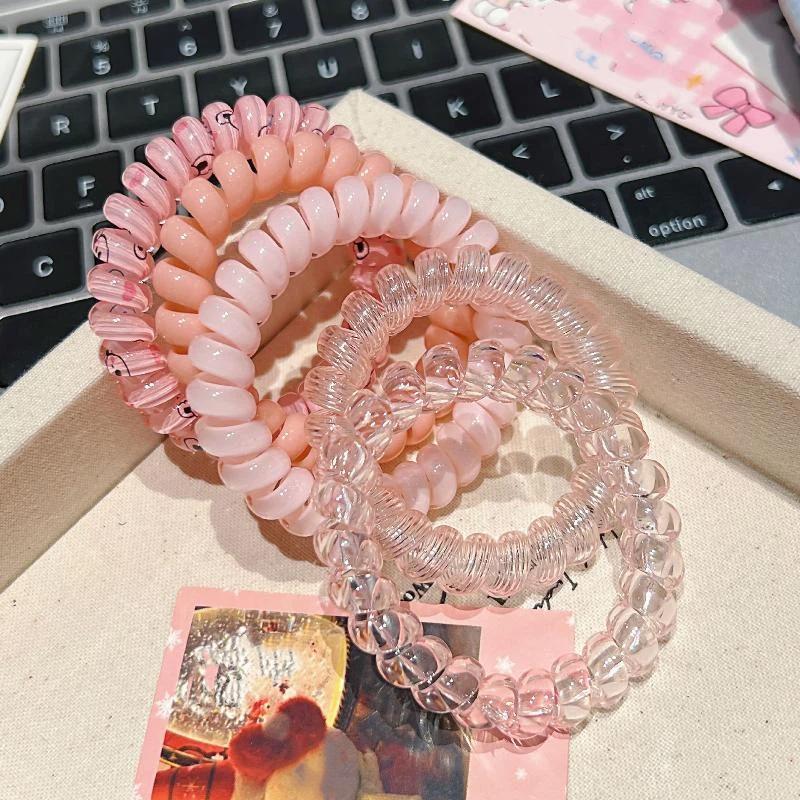 4Pcs Womens Spiral Hair Ties Telephone Wire Cord Elastic Hair Bands Accessories For Daily Travel Party Use