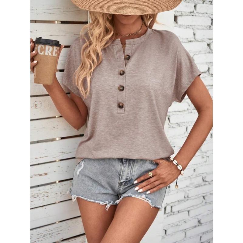 Spring Summer Women's Top Solid Color Twisted Buckle Fashion Short Sleeve T-shirt for Women Shirt