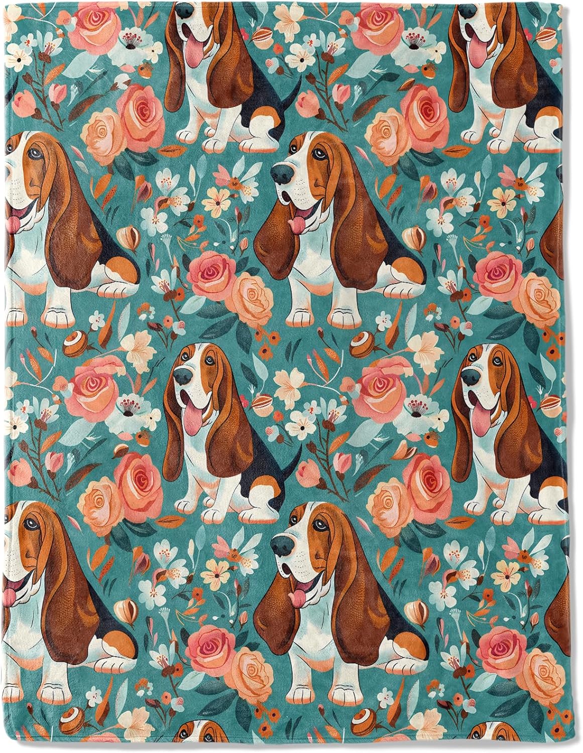 Lightweight Soft Cozy Gifts Blankets for Dog Lovers KidsWomen Cute Pink Cherry Blossom Art Japanese Puppy Style ThrowElegant 75x100cm