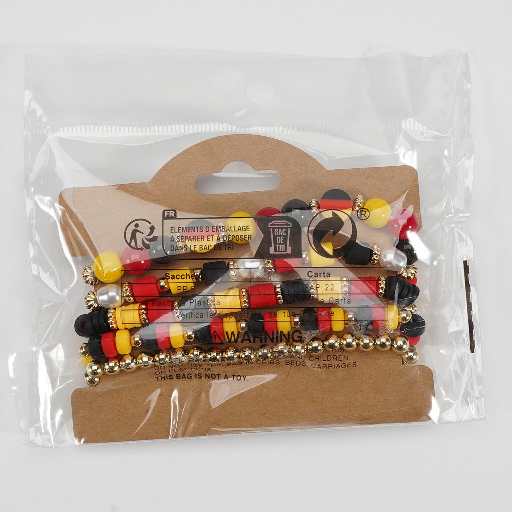 Country Flag Beaded Bracelet Set Multilayer Elastic Jewelry for Fans
