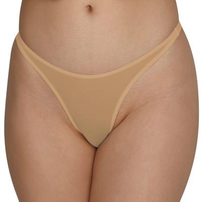 2-Wege-Stretch High Leg Tanga beige ultradünn