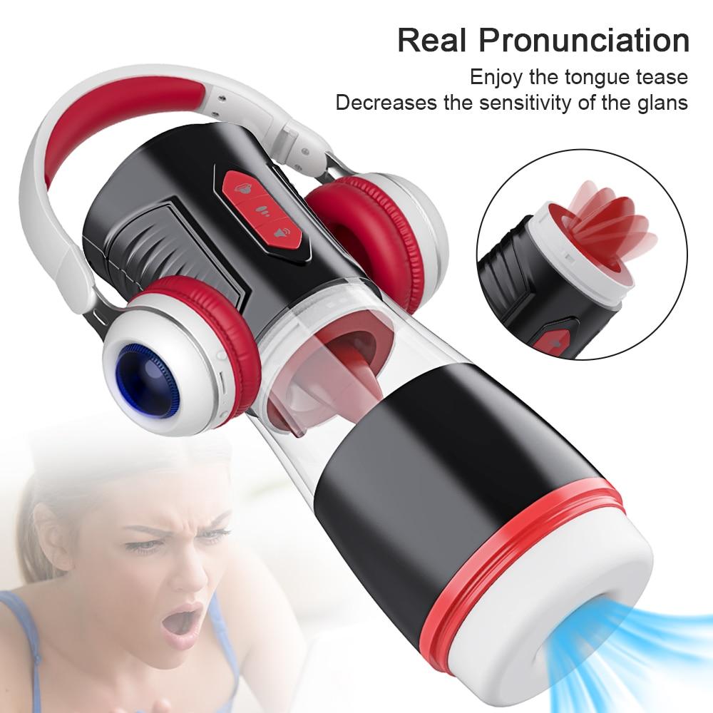 Automatisk mannlig onani Kraftig sugemaskin Tunge slikking Stimulering Glans Onani Blowjob sexleketøy for menn