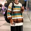 Men's Retro Color-Blocked Striped Sweater - Soft, Cozy, Loose-Fit Knitwear for Autumn/Winter Casual Wear