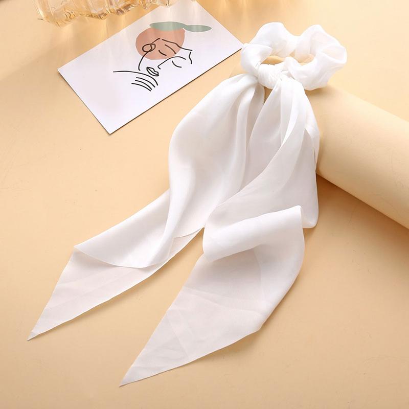 New Fashion Women Girl's Bow Scrunchies Hair Ribbon Elastic Hair Band Solid Color Horsetail Hair Ties Hair Accessories