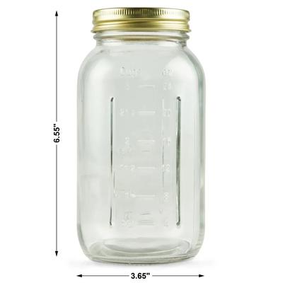 Lot de 12 Bocaux de Conserve en Verre 1 Quart avec Couvercles et Anneaux Hermétiques à Bouche Standard Lavables au Lave-Vaisselle Rangement Alimentaire Conservation
