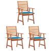 VidaXL Set of 3 Outdoor Dining Chairs with Cushions, Patio Seats, Dining Chairs, Garden Patio Furniture, 3064351