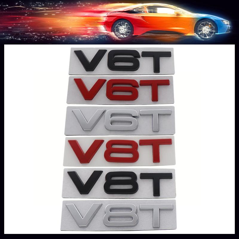 3D V8T V6T V6 V8 T for A1 A3 A5 A6 A4 A7 Q3 Q5 Q7 car Hood Fender trunk Rear Bonnet Nameplate Decal Emblem Badge Sticker
