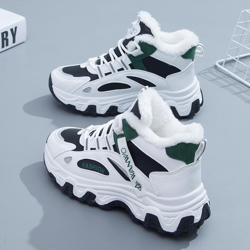 Sapatos de Inverno de Cano Alto Femininos com Forro de Veludo para Esportes de Neve