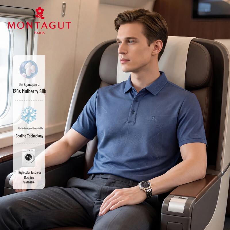 MONTAGUT Men's Silk Blend Summer Polo Shirt