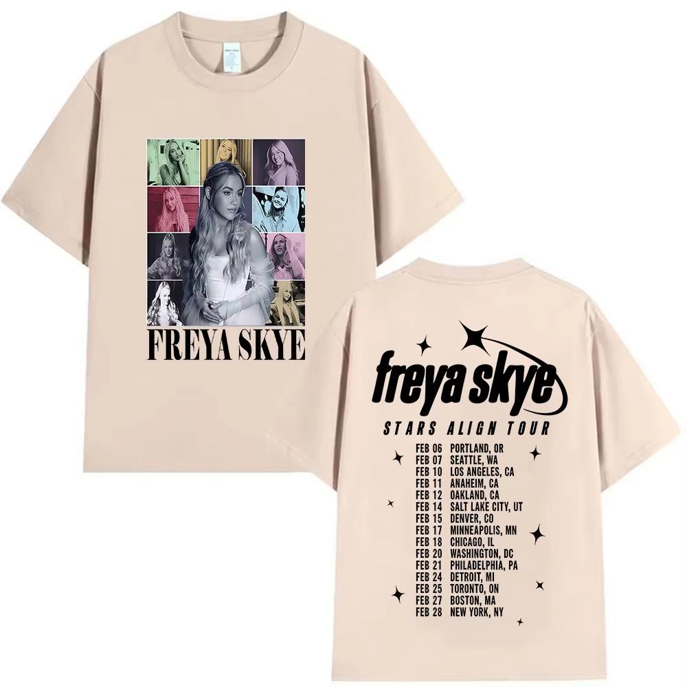 Nadměrné tričko s potiskem Freya Skye Tričko z tour Descendants World War Z Bavlna Streetwear Y2k Pánské Koncertní tričko Descendants Tričko na hudební festival