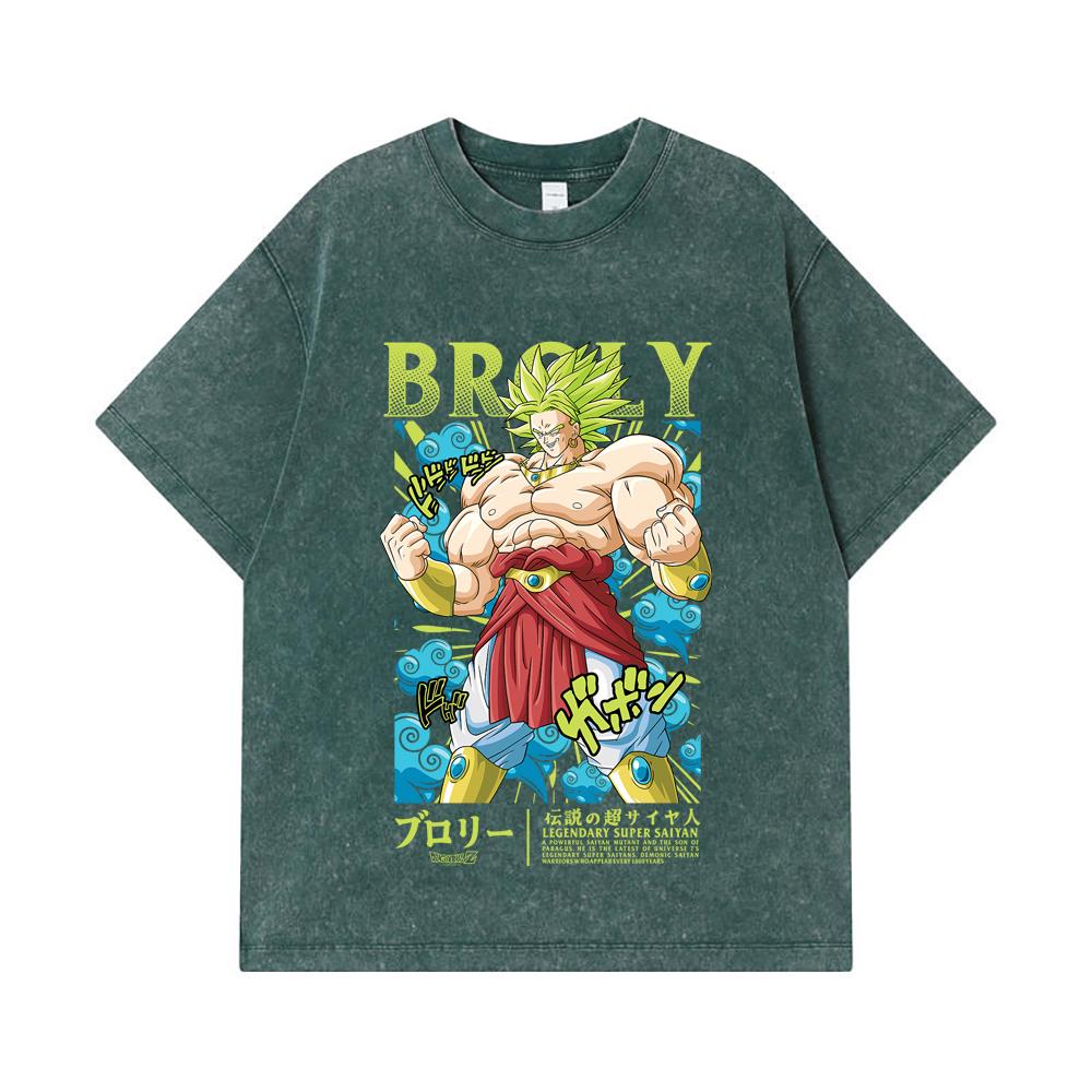 275 GSM Washed T-shirts 100% Cotton Dragon Ball V54 Broly Print Unisex Heavy Cotton T Shirt