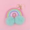 Siebenfarbiger Regenbogen Plüsch Schlüsselanhänger - Leder Pelzkugel für Taschen, Rucksäcke & Gepäck