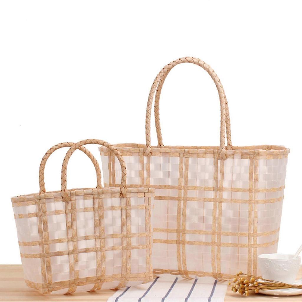 Vegetable Basket Large Capacity Waterproof Pvc Fruit Braid Hand-carrying Organizer Pouch For Home