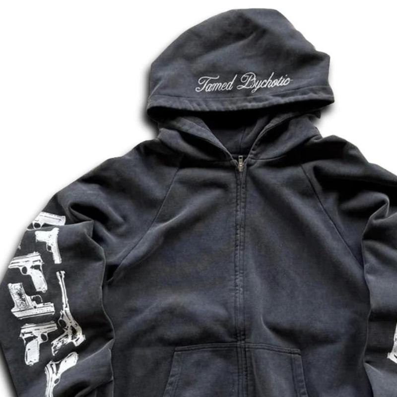 European and American Y2K Street Trendy Printed Long Sleeve Hoodie Retro Coat