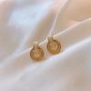 Korean White Drip Oil Circular Stud Earrings for Women Exquisite Sparkling Crystal Geometric Round Earrings Party Jewelry Gifts